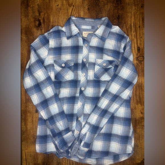 Weatherproof Vintage Blue and White Plaid Shirt - Picture 3 of 5